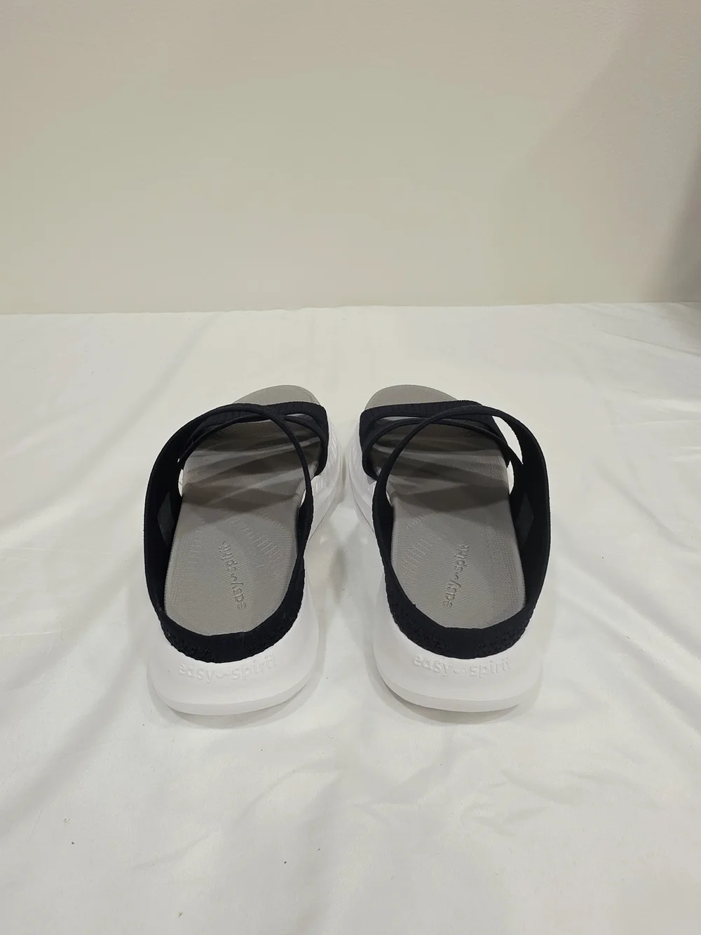 Easy Spirit Navy Dassian Triple-Strap Slide Sandals with Gray Footbed
